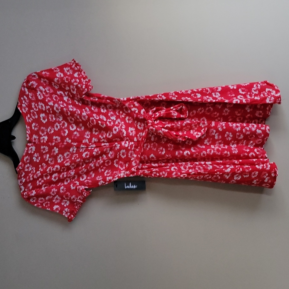 💙HP💙 Lulus Garden Explorer Red Floral Print Mini Dress XS - Picture 12 of 13